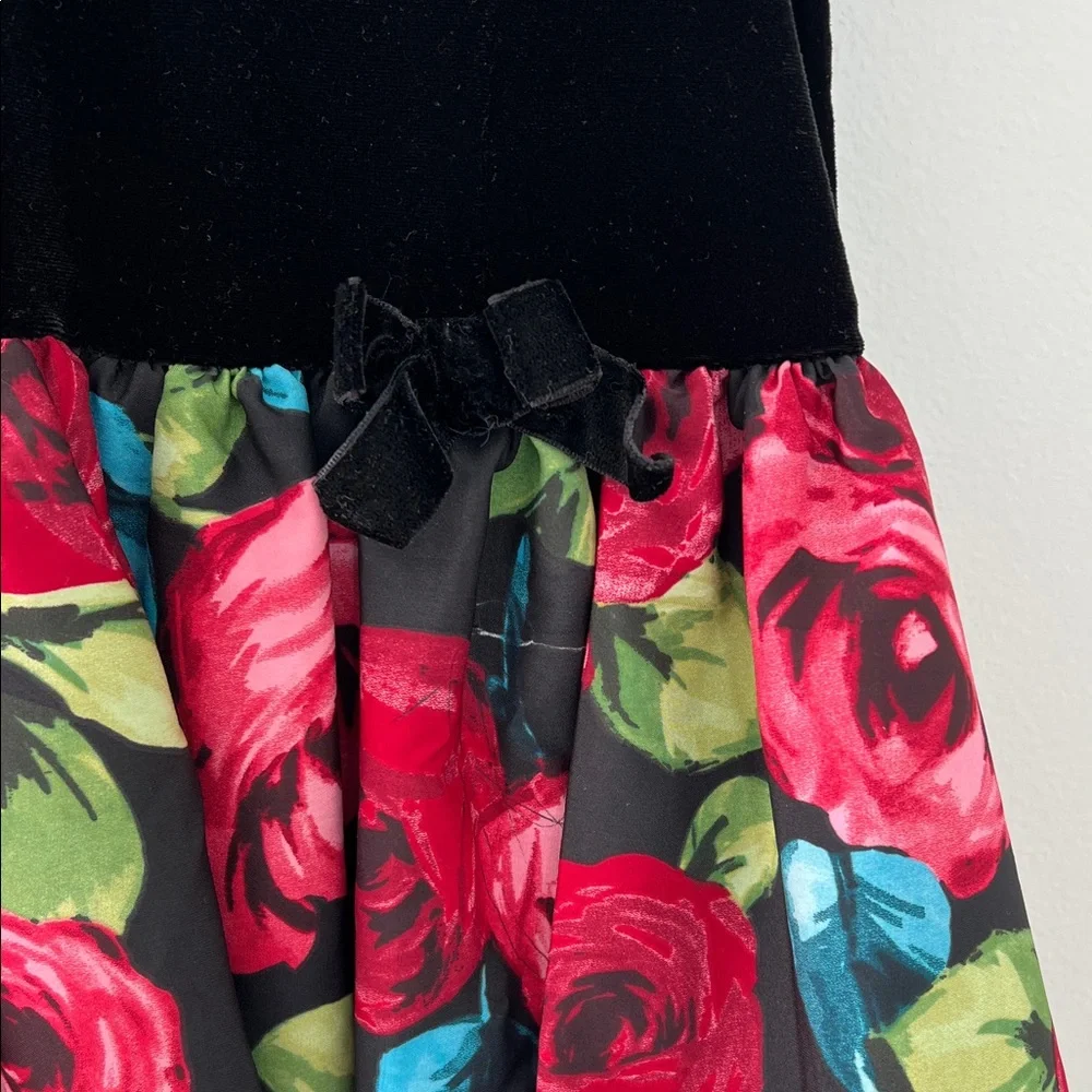 The Children's Place | Black Velvet Top Floral Ballon Dress Size 4T